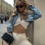 ZARA jacket denim jeans cropped short button up Photo 6