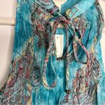 Adiva Womens Size S Sheer Chiffon Paisley Fairy Boho Halter Whimsical‎ Top Blue Photo 2