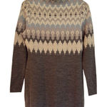 Icelandic Design 100% merino wool fairisle mock neck sweater tunic Gray Photo 0