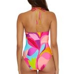 Trina Turk  Lilleth Halter Plunge Multicolor One Piece Swimsuit Size 12 NEW Photo 1