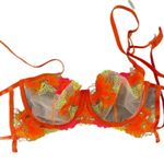Lacy floral appliqué bra Orange Size 2X Photo 0