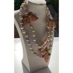 Vintage Butterfly Color Pearls Beaded Ceramic Quality Necklace 80s Sz 19” Pink Photo 7
