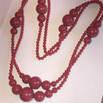60” Long Deep Burnt Orange/Red Boho Beaded Retro Vintage Necklace Photo 3