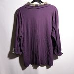 CJ Banks Womens 1X Purple Plaid Collar Quarter Zip Long Sleeve Top Preppy Photo 1