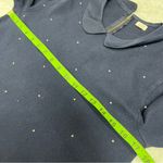 J.Crew Navy Blue Shirt Peter Pan Collar Polk a dot blouse 3/4 sleeves cotton zip back S Photo 4