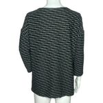 Onque Casual Shirt Womens Size L Black Gray Textured Striped 3/4 Sleeve Buttons Size L Photo 3
