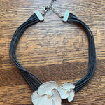 Milano vintage Black and Silver Floral Necklace, multistrand, Photo 0