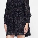 ZARA  Women's Black Ruffle Floral Swiss Dot Long Sleeve Dress Small Photo 0
