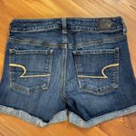 American Eagle  Super Stretch Midi Denim Cuffed Rolled Hem Jean Shorts Size 6 Photo 1