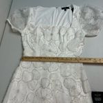 Lulus Tarabya Classic White 3D Floral Beaded Mini Dress Size Medium NWT Photo 9