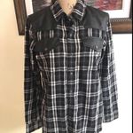 Current/Elliott  Plaid shirt with Leather Photo 4
