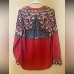 Hale Bob ⭐️ pink button up blouse multicolor geometric & paisley pattern small Photo 6