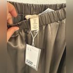 H&M Silk Blend Wide Leg Trousers Green Olive Gold Sz 4 NWT Photo 2