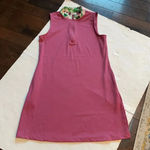 Tommy Bahama sleeveless mock neck golf dress plum/mauve leaf print trim Size M Photo 1
