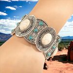 Bohemian Retro Style Silver Color Elastic‎ Women's Turquoise Bracelet Photo 1