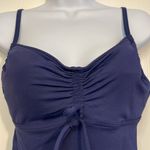 Lands' End Navy Blue Spaghetti Strap Tie Front Tankini Swimsuit Size 8 EUC #2452 Photo 2
