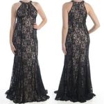 R & M Richards Women's Nightway Lace Keyhole Halter Gown Size 12 Floor Length Photo 1