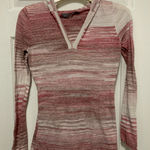 prAna Gemma Pink Striped Fitted Hooded Knit Sweater Photo 0