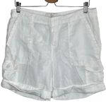 Joie  Womens White Linen Mid Thigh Cargo Shorts Size 8 minimalist Photo 0