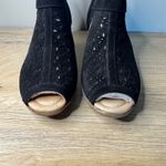 EARTH Black Suede Peep Toe Cutout Booties Ankle Block Heel Boho Chic Comfort Size 8.5 Photo 3