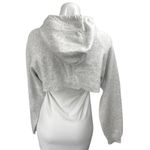 Bershka Gray Long Sleeve Cutout Drawstring Hooded Hoodie Crop Sweatshirt Top M Photo 1
