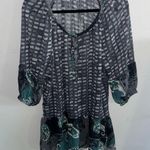 Cost Plus World Market BlK Grey White Buttoned Peplum 3/4 Sleeve Blouse Sz L/XL Size L Photo 1