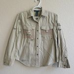Vtg Ralph Lauren Women’s Utility Shirt Cotton Twill Khaki Snap Front Petite P/P Size undefined Photo 1