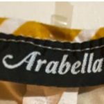 Arabella White and Mustard Striped Cutout Sleeve Short Dress Women's Sz Medium Gold Photo 3