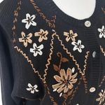 Alfred Dunner  90's vintage‎ chunky oversized flower embroidered cardigan M Photo 3