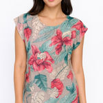 Vtg 80s bright tropical leaves n floral blouse Size 12 Photo 0