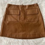 Olivaceous Faux Leather Mini Skirt – Camel Tan Utility Pockets, Size Small Photo 1