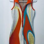 Look Sky Boutique Hippy 70s Y2K Short Sleeve Bodycon Jumpsuit romper size small Orange Photo 4