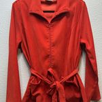 Vintage Clio Blazer Jacket Women’s Size Large Zip Up Red Suede Texture W/pockets Photo 0