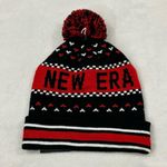 New Era Spell Out w/ Hearts Black Red Cuffed Knit Pom Pom Winter Beanie Hat Cap Photo 2