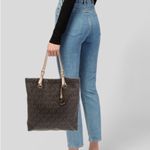 Michael Kors  Brown Signature Coated Canvas and Leather Jet Set Tote Photo 1