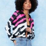 Nasty Gal Zebra Sequin Embellished Relaxed Jacket Photo 0