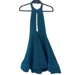 Luxxel Sz S Women's Blue Sparkle Halter Open Back Flared Skirt Dress NWT Photo 2