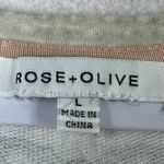 Rose + Olive  Paisley Print Short Sleeve Top L Round Neck Loose Fit Drapey Photo 1