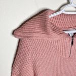 Cupcakes and Cashmere quarter zip ribbed knit sweater in salmon pink size S Photo 3