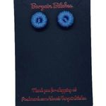 New blue retro crochet button earrings metal stud earrings summer earrings Photo 0