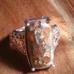 Matrix Fire Opal 14K Rose Gold Over Copper Ring (Size 9) Photo 4