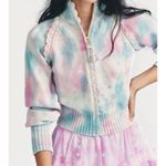 Love Shack Fancy Florrie Chunky Knit Zip Up Crochet Cotton Candy Hand Dye Scallop Photo 2