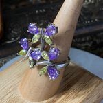 Sterling Silver CZ Butterfly Statement Ring Dead Stock Purple Photo 3