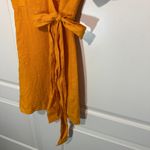 ZARA Wrap Dress Linen Puff Sleeve Tie Waist Bow Bloggers Favorite Orange Small Photo 2