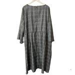 Eloquii  Gingham Plaid Tie Front Wide Sleeves Midi Dress Gray Plus Size 26 NWT Photo 3