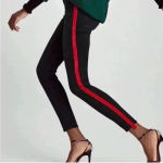 ZARA  Black Washed High Waisted‎ Red Velvet Stripe Jeans Size 4 Photo 0