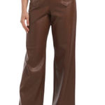 7 For All Mankind High Rise Vegan Brown Leather Pants Double Zip Size 6 Photo 0