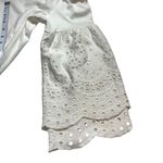 American Eagle NEW Off White Eyelet Floral Vneck Statement Sleeve Blouse XS Photo 4