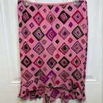 Vintage Y2K Skirt Embellished Sequin Diamond Print Ruffle Hem Size Large Pink Photo 0