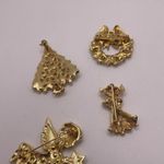 Lot Of 4 Gold Tone Costume Brooch Pins Christmas Holiday Wreath / Angel / Tree Photo 6